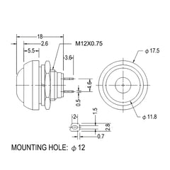5 个装 12 毫米按钮开关 开-关 红色 绿色 蓝色 黄色 白色 黑色 橙色 瞬时防水 PBS-33B