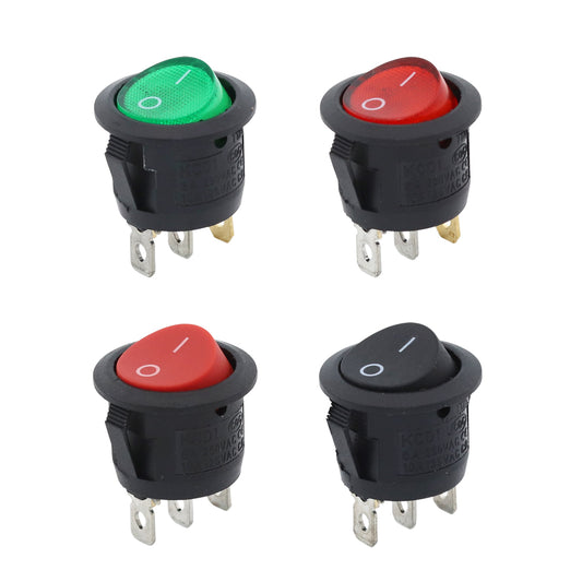 5 个开-关 3 针圆形摇臂开关 LED 照明汽车仪表盘船货车 12V 24V / 6A250V / 10A125V 电源开关 20 毫米