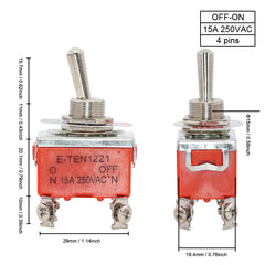 1Pcs 12mm Auto Toggle Latching Rocker Power Switch 2/3 Position ON-OFF ON-ON ON-OFF-ON 10A 15A/250VAC Cap Waterproof