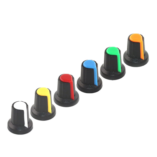 6Pcs WH148 Potentiometer Switch Knob Caps AG2 6mm Plastic Plum Handle 15X17mm White Green Red Blue Yellow Orange