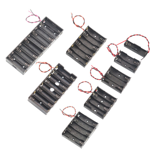 1Pcs 1/2/3/4/5/6/8/10 Slots AA Power Battery Case Box Holder DIY Leads with Wire Leads Black Plastic Battery Box Connecting