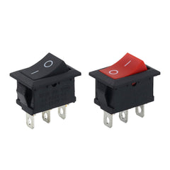 5Pcs Rocker Switch 6A250VAC/10A125VAC 3 Pin 2 Position ON-OFF I/O Red/Black KCD1 Push Button Mini Switch no Light 15x21mm