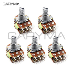 5pcs WH148 1K 2K 5K 10K 20K 50K 100K 500K 15mm 6Pin Linear Shaft Amplifier Dual Stereo Potentiometer