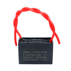 CBB61 Capacitor 1.5uf 450V AC Ceiling Fan 2 Wire 50/60Hz for Starting Electric Fan Generator Pump Motor