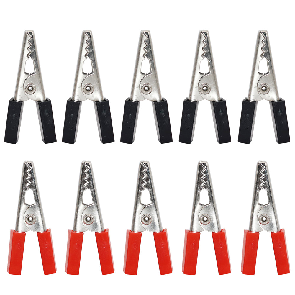 10Pcs Insulated Crocodile Clips 35mm Plastic Handle Cable Lead Testing Metal Alligator Clips