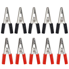10Pcs Insulated Crocodile Clips 35mm Plastic Handle Cable Lead Testing Metal Alligator Clips