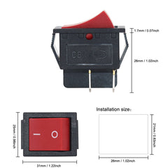 5Pcs KCD4 DPST ON-OFF 4Pin Rocker Boat Switch 25x31mm 16A/20A AC 250V/125V Red Green Blue Yellow LED Illuminated