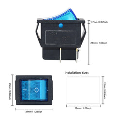 5Pcs KCD4 DPST ON-OFF 4Pin Rocker Boat Switch 25x31mm 16A/20A AC 250V/125V Red Green Blue Yellow LED Illuminated