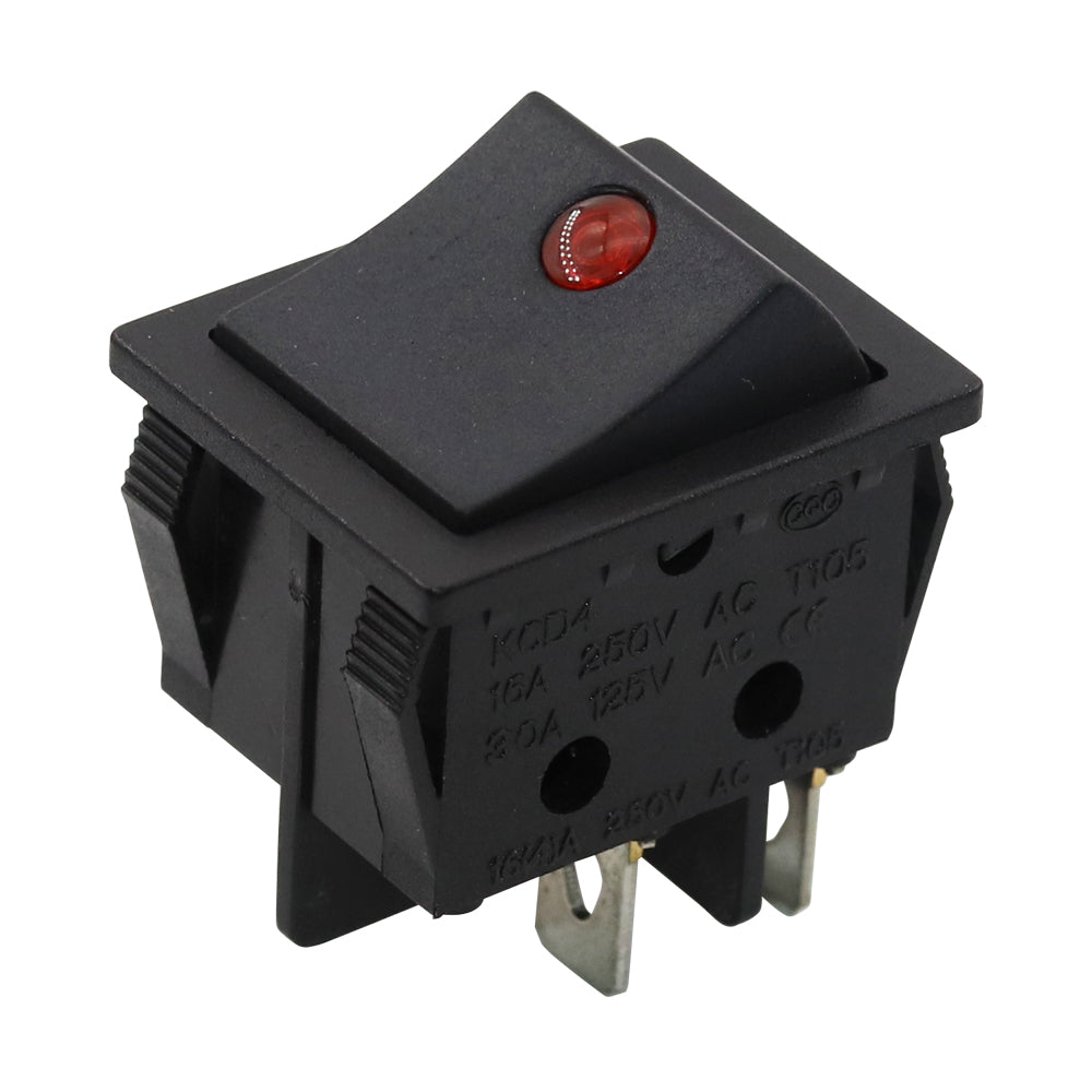 5Pcs Rocker Switch KCD4 4pin with Mini Cat's Eye Rocker Power Switch 2 Position ON-OFF with Dot Light 16A250VAC/30A250VAC