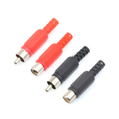10Pcs Solder RCA Jack Audio Video Connectors Plastic Handle Male Balck+Red Industrial Tools
