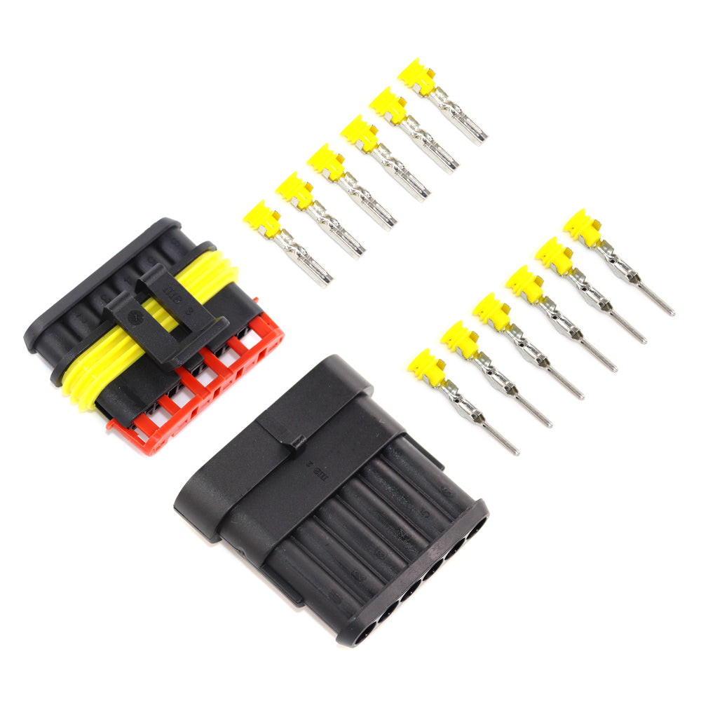 5Sets Waterproof Electrical Wire Connector 1/2/3/4/5/6 Pins Way AMP Super Seal Automotive Xenon Lamp Male and Female Plug