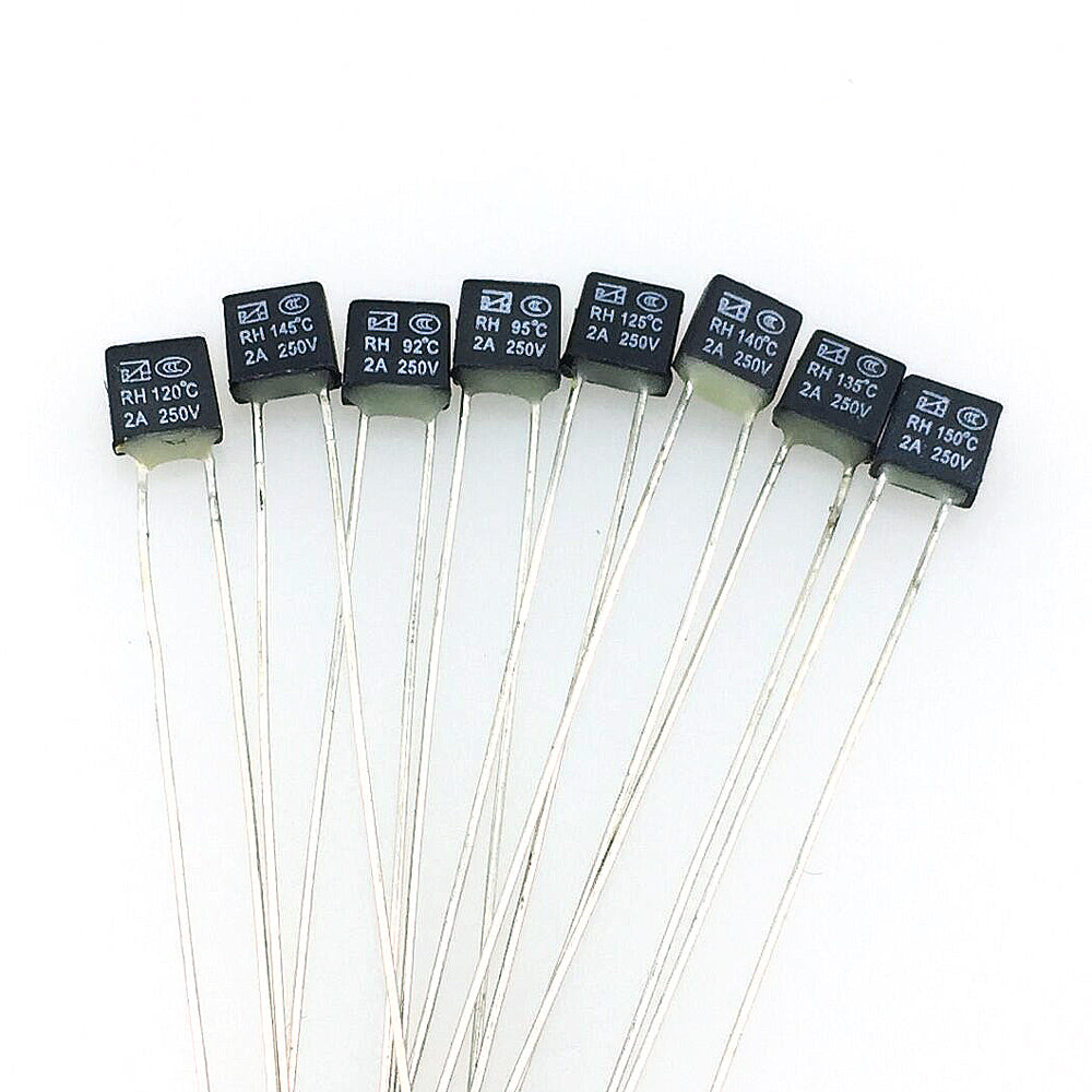 10Pcs Temperature Switches RH 92 95 105 110 115 120 125 130 135 140 145 150 Degree Black Square Fan Motor 2A 250V LED Thermal Fuses
