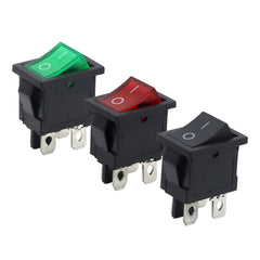 5Pcs Red/Green/Black 2 Position ON/OFF 4pins Boat Rocker Switch 6A250VAC/10A125VAC KCD1 Power Switch 15x21mm